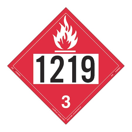 Flammable Liquid Placard 1219, PK25 MPN:ZEZ21219
