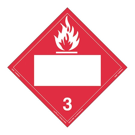 Flammable Liquid Placard, Blank, PK25 MPN:ZEZ2B