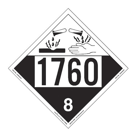 Corrosive Placard, UN1760, PK25 MPN:ZEZ41760