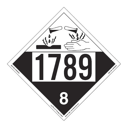 Corrosive Placard, UN1789, PK25 MPN:ZEZ41789
