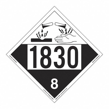 Corrosive Placard, UN1830, PK25 MPN:ZEZ41830