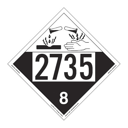 Corrosive Placard, UN 2735, PK25 MPN:ZEZ42735