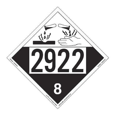 Corrosive Placard, UN 2922, PK25 MPN:ZEZ42922