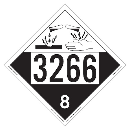 Corrosive Placard, 3266, Vinyl, 25 PK MPN:ZEZ43266