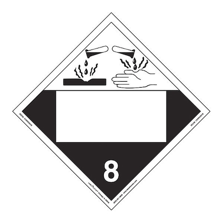 Corrosive Placard, Corrosive, Blank, PK25 MPN:ZEZ4B