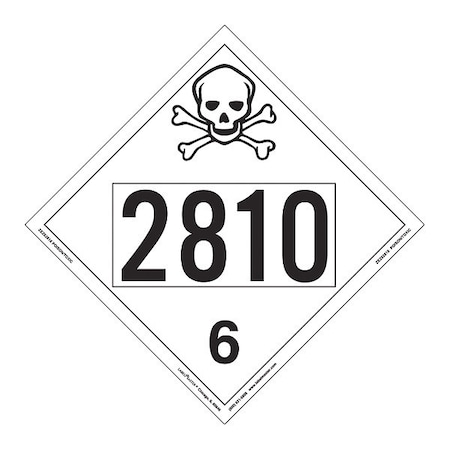 Toxic/Poison Placard, UN 2810, PK25 MPN:ZEZ52810