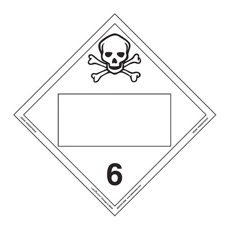Toxic Placard, Blank, E-Z Remo, PK25 MPN:ZEZ5B