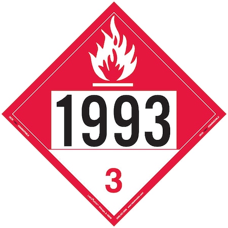 Combustible Liquid Placard, 1993, Vinyl, 25 PK MPN:ZEZ91993