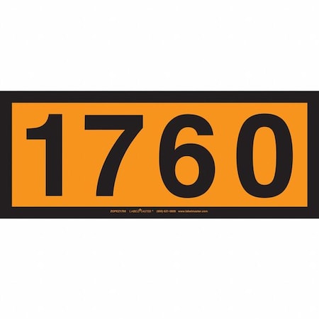 Orange Panel Placard, 1760, Vinyl, 25 PK MPN:ZOPEZ1760