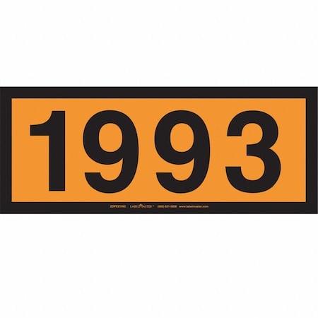 Orange Panel Placard, 1993, Vinyl, 25 PK MPN:ZOPEZ1993
