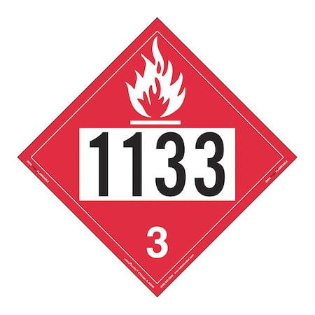 Flammable Liquid Placard, 1133, PK25 MPN:ZRV21133