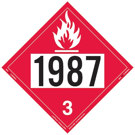 Flammable Liquid Placard, 1987, Vinyl, 25 PK MPN:ZRV21987