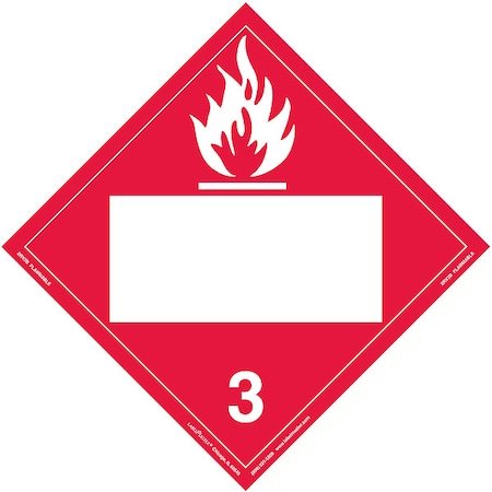 Flammable Liquid Placard, Flammable, Vinyl, 25 PK MPN:ZRV2B