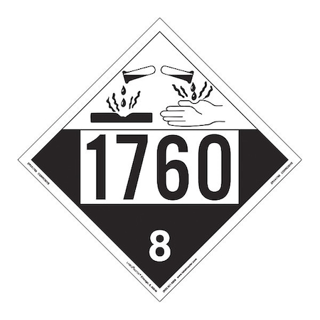 Corrosive Placard, UN 1760, PK25 MPN:ZRV41760