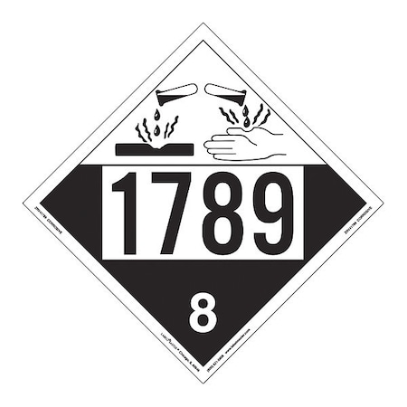 Corrosive Placard, UN 1789, PK25 MPN:ZRV41789