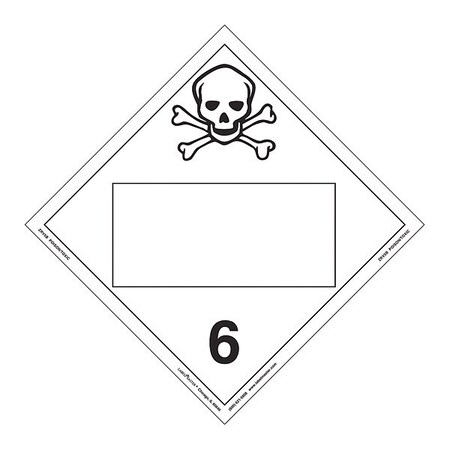 Toxic Placard, Blank, Rigid, PK25 MPN:ZRV5B