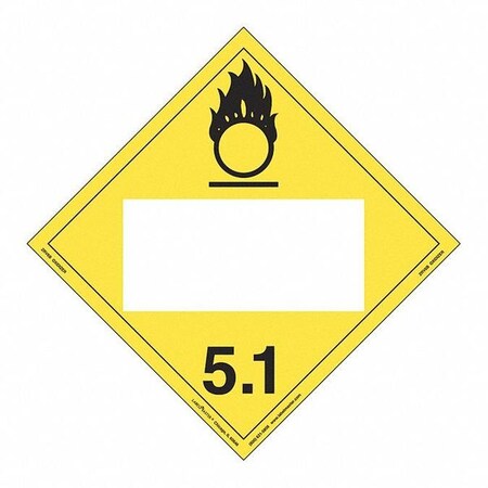 Oxidizer Placard, Blank, Rigid, PK25 MPN:ZRV6B