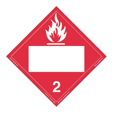 Flammable Gas Placard, Blank, PK25 MPN:ZRV8B