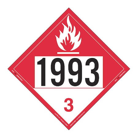 Combustible Liquid Placard, Rgd Vnyl, PK25 MPN:ZRV91993