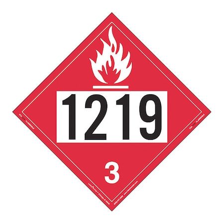 Flammable Liquid Placard 1219, PK25 MPN:ZT2-1219