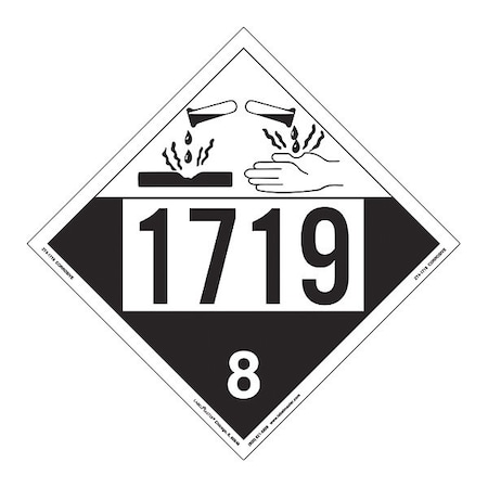 Corrosive Placard, UN 1719, PK25 MPN:ZT4-1719