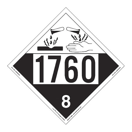 Corrosive Placard, UN 1760, PK25 MPN:ZT4-1760
