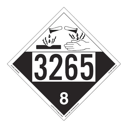 Corrosive Placard, UN 3265, PK25 MPN:ZT4-3265