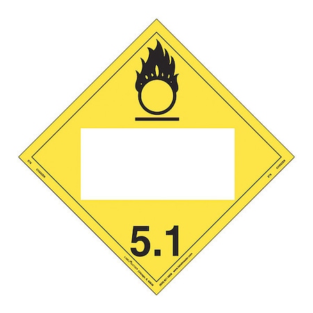 Oxidizer Placard, Blank, Tagboard, PK25 MPN:ZT6
