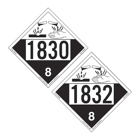 Placard1830 Corrosive/1832, PK25 MPN:ZTV3032