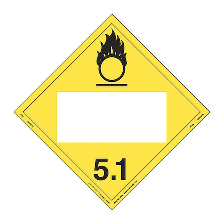 Oxidizer Placard, Blank, Perma, PK25 MPN:ZVP6