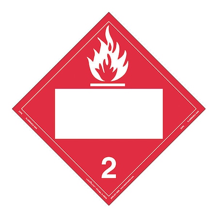 Flammable Gas Placard, Blank, PK25 MPN:ZVP8