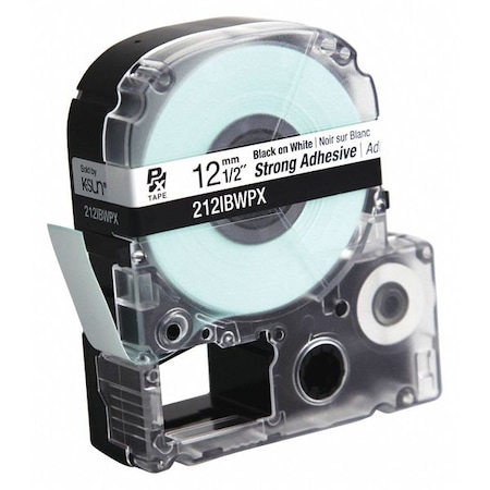 Label Tape, Blk/Wht, Strong Adhesive, 1/2