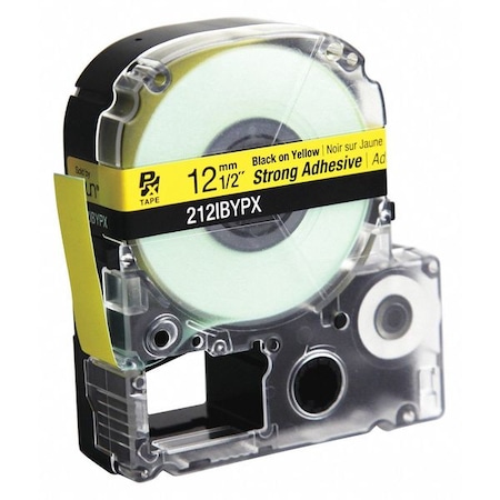 Label Tape, Blk/Yllw, Strng Adhsive, 1/2