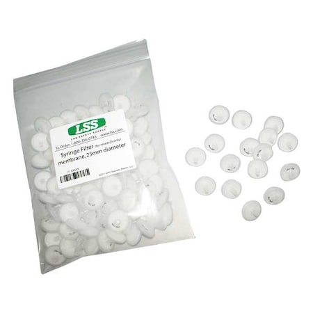Syringe Filter, 25 mm Dia, 100 mL, PK100 MPN:12K970