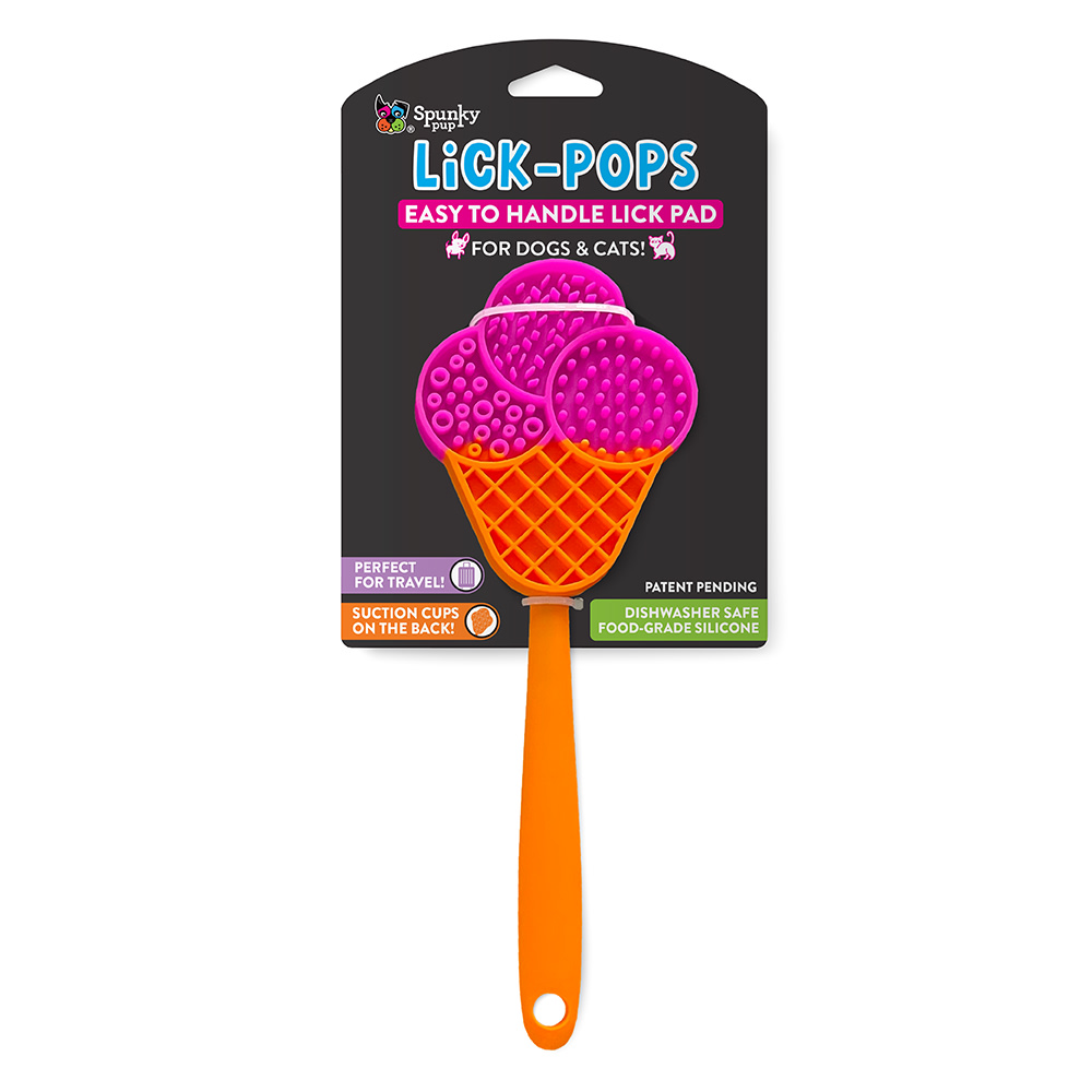 Spunky Pup Lick Pop Pad, Cone, 7-15/16in x 5-7/16in, Pink/Orange MPN:SP5133