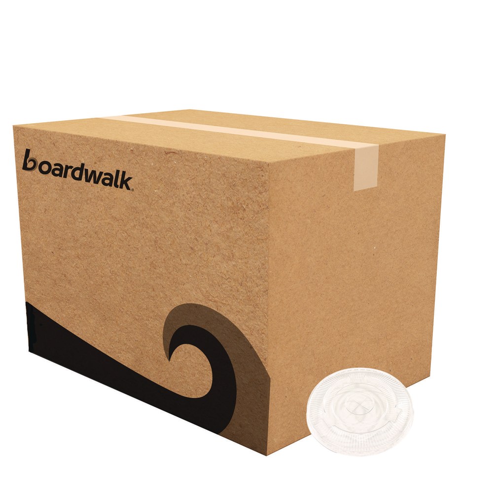 Boardwalk Cold Cup Straw-Slot Lids, Fits 9 To 10 Oz PET Cups, Crystal Clear, Pack Of 1, 000 Lids MPN:BWKPET910STRAW