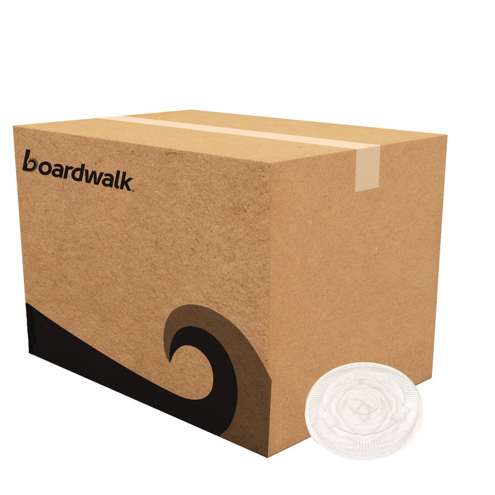 Boardwalk Cold Cup Straw-Slot Lids, Fits 9 Oz Squat To 12 Oz PET Cups, Crystal Clear, Pack Of 1, 000 Lids MPN:BWKPET912STRAW