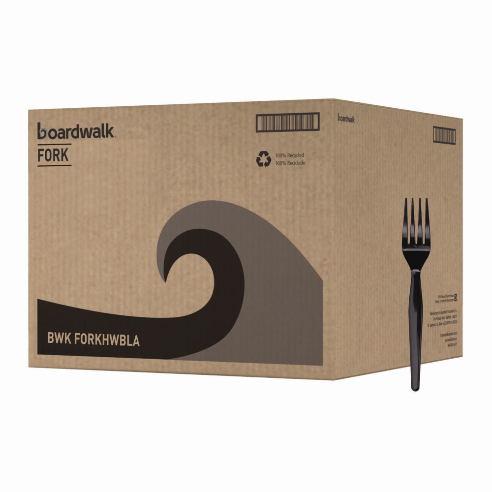Boardwalk Heavyweight Polystyrene Cutlery, Fork, 6-3/4in, Black, Carton Of 1, 000 Pieces MPN:BWKFORKHWBLA