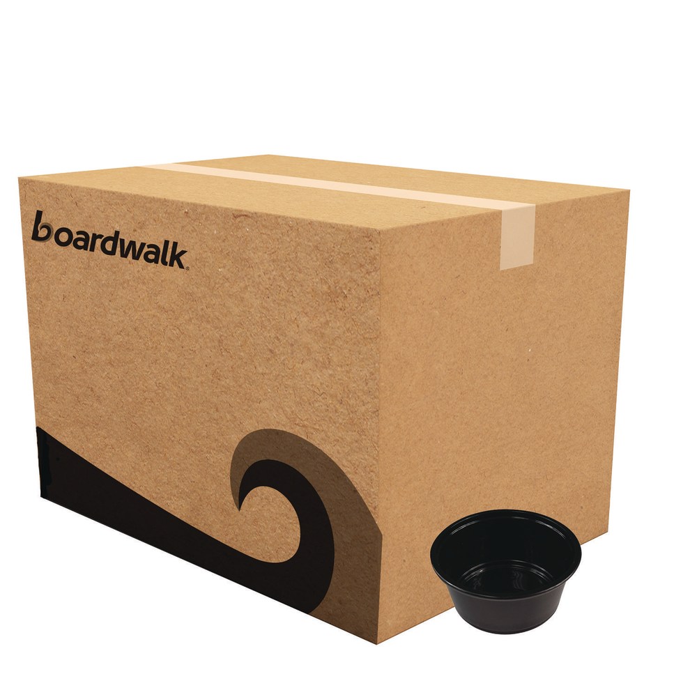 Boardwalk Polypropylene Souffle/Portion Cups, 3.25 Oz, 3inH x 3inW x 3inD, Black, Pack Of 2, 500 Cups MPN:BWKPRTN325BL