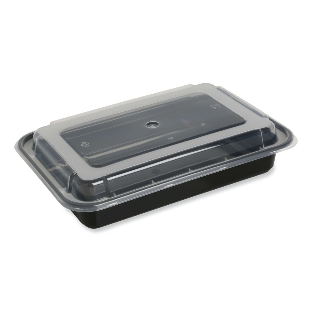 GEN Plastic Food Containers With Lids, 32 Oz, 2-1/4inH x 8-13/16inW x 6-1/16inD, Black/Clear, Pack Of 150 Containers MPN:FCPP-BC-32RECT