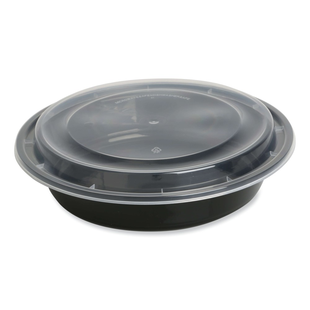 GEN Microwavable Food Containers With Lids, Round, 48 Oz, Black/Clear, Pack Of 150 Containers MPN:FCPP-BC-48RND
