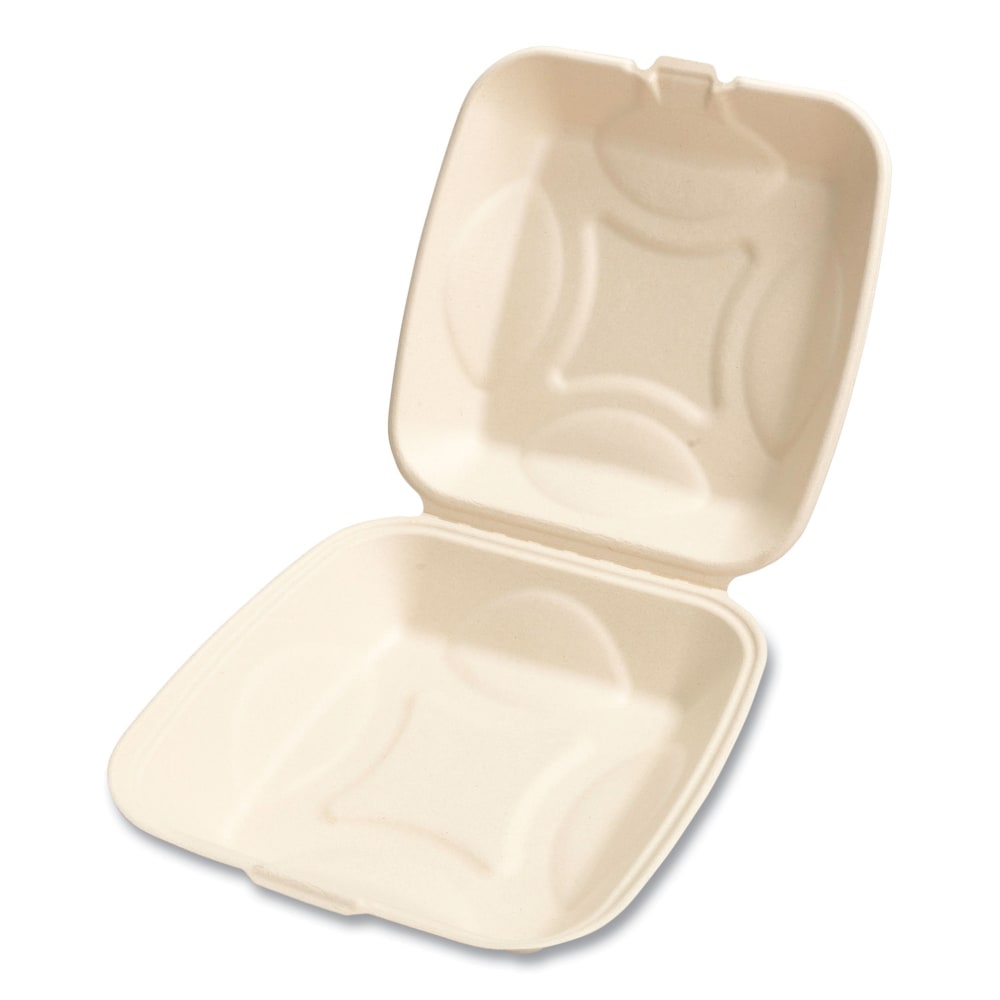 Boardwalk Bagasse PFAS-Free Food Containers, 1-Compartment, 1-15/16inH x 9inW x 9inD, Tan, 100 Containers Per Sleeve, Carton Of 2 Sleeves MPN:HL-91BW-NPFA