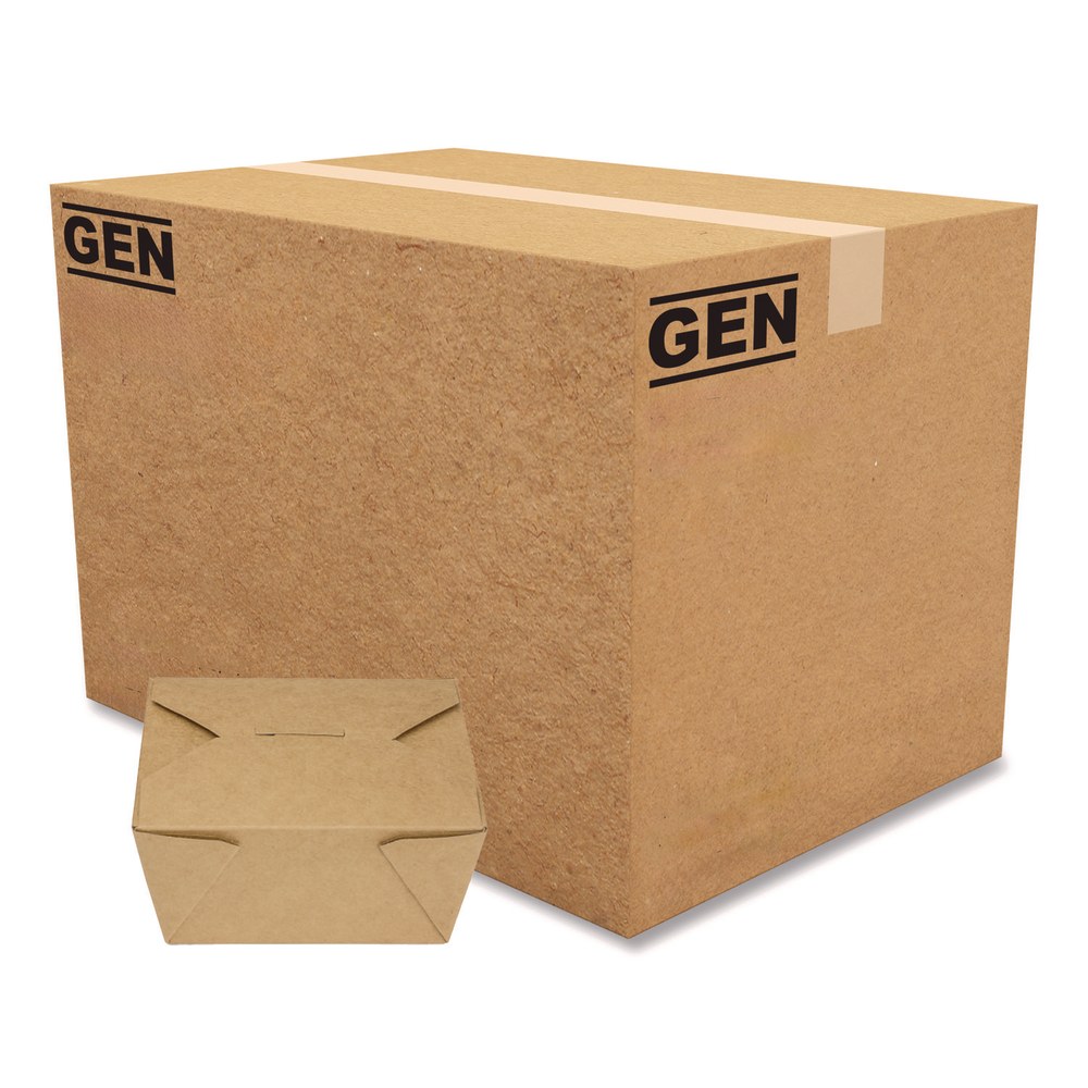 GEN Reclosable Paper Kraft Take-Out Boxes, 30 Oz, 2-7/16inH x 5-1/16inW x 4-5/16inD, Brown, Pack Of 450 Boxes MPN:KS10120