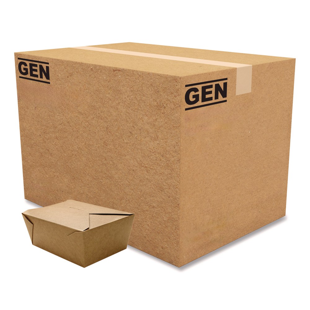 GEN Reclosable Paper Kraft Take-Out Boxes, 110 Oz, 3-1/2inH x 8-15/16inW x 6-11/16inD, Brown, Pack Of 160 Boxes MPN:KS10123