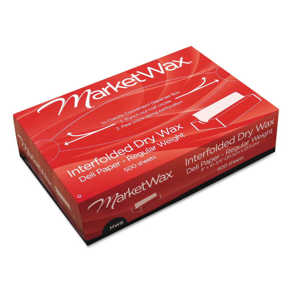 Bagcraft Interfolded Dry Wax Deli Paper, 8in x 10-3/4in, White, 500 Sheets Per Box, Carton Of 12 Boxes MPN:P011008