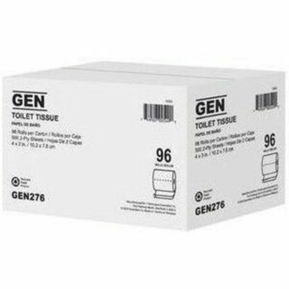 GEN Standard Bath Tissue, White, 2-Ply, 4 x 3, 500 Sheets/Roll, 96 Rolls/Carton MPN:GEN276