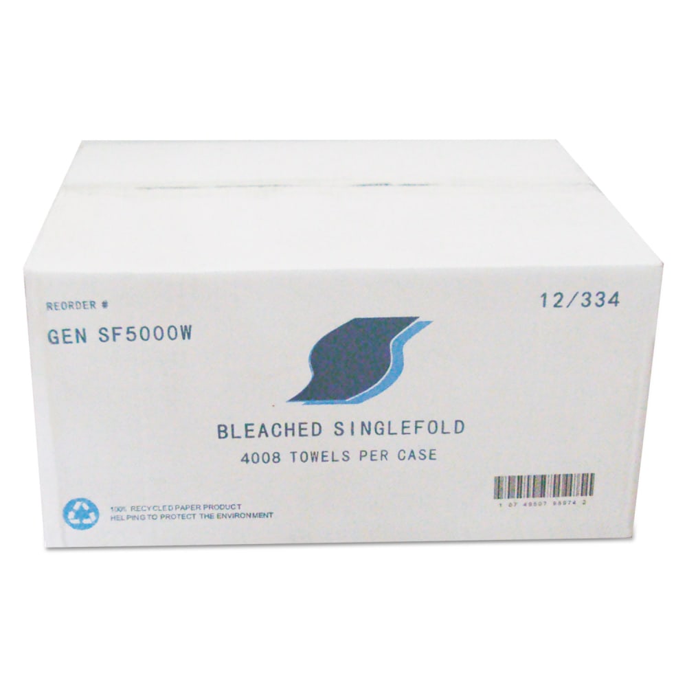 GEN Single-Fold Paper Towels, 9 x 9.45, White, 334/Pack, 12 Packs/Carton MPN:GENSF5000W