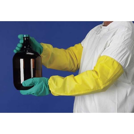 ChemMax® 1 Chemical Resistant Sleeves, 18 in Length, 12 mil Thick, Serged Seam, Yellow, 25 PK MPN:PBLC1S860YP-18