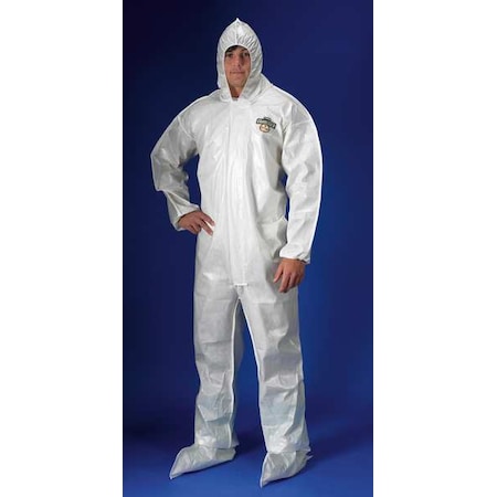 Chemical Resistant Coveralls, Hooded Coverall, 3XL, ChemMax® 2, Elastic Wrist, Bound Seam, White MPN:PBLC44414-3X