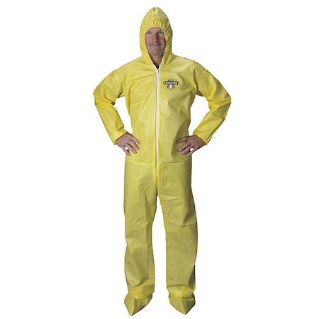 Chemical Resistant Coveralls, Hooded Coverall, 4XL, ChemMax® 1, Elastic Wrist, Serged Seam MPN:PBLC5414-4X